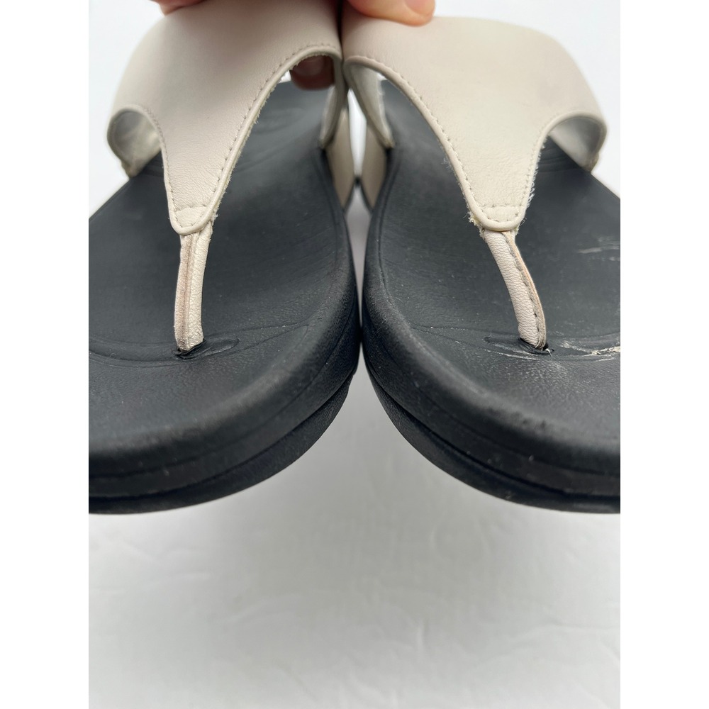 FitFlop Leather Thong Platform Sandals White Womens 8 Comfort Support 8 - Picture 3 of 9